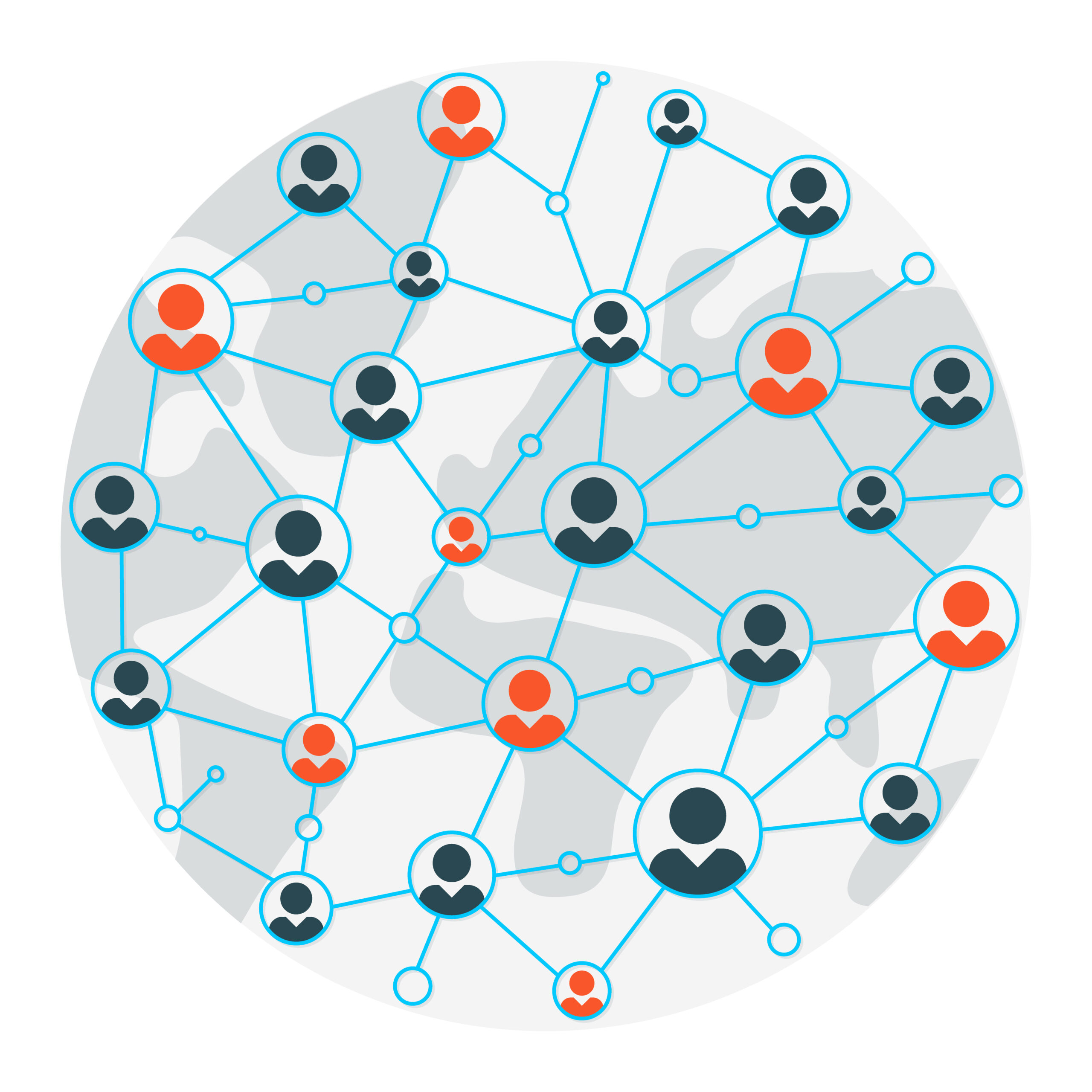 People map. Communication and social networks map icon. People communication in network and map global communication. Vector illustration